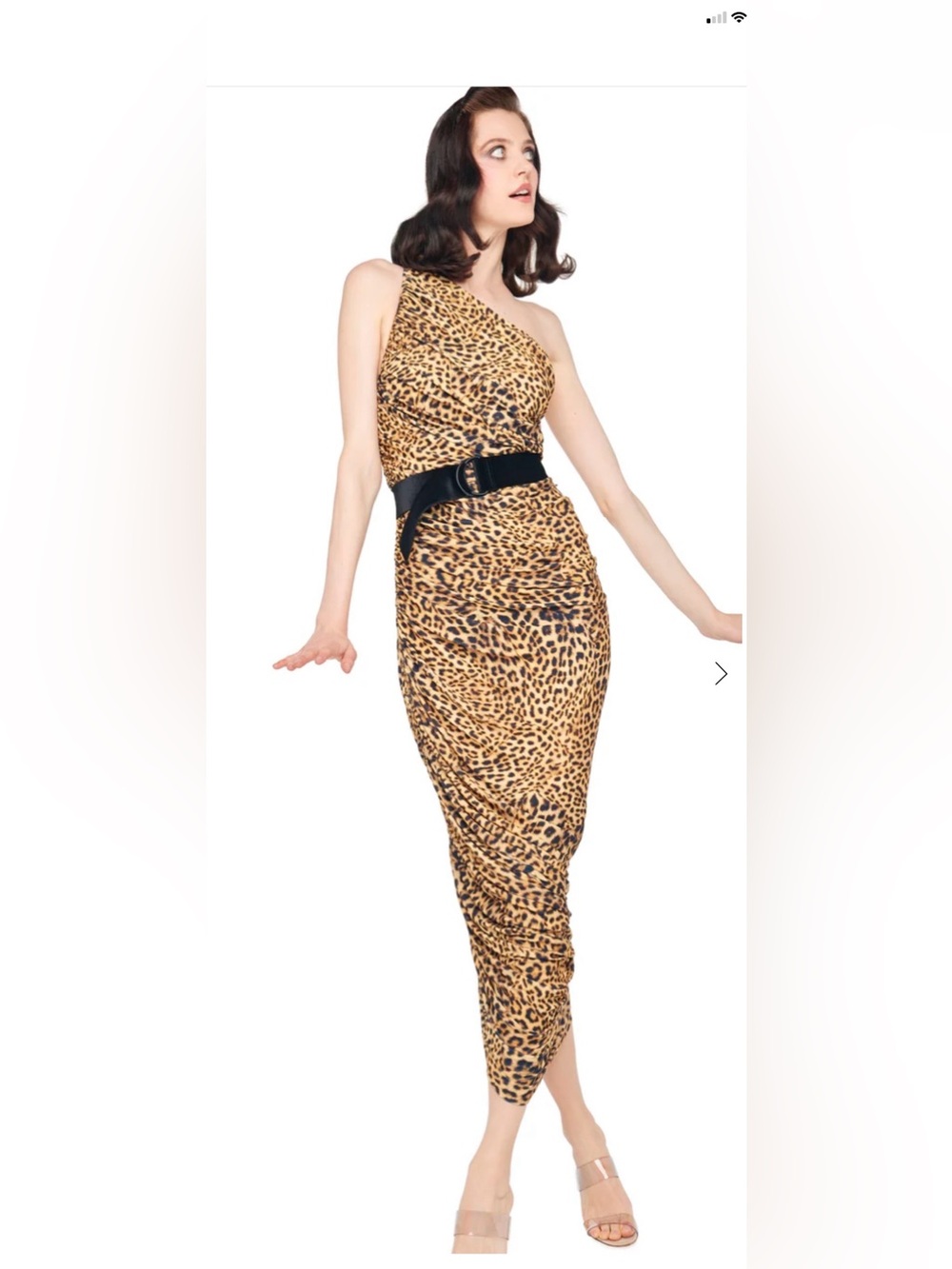 NORMA KAMALI Diana Cheetah, sleeveless, one shoulder, XL Dress. Size S